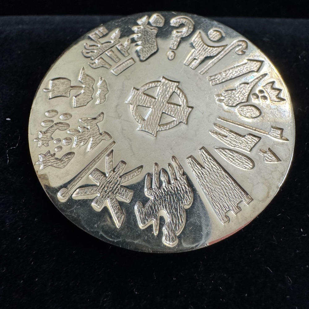 Silver Round Irish Brooch/Pendant with Engraved Symbols Detailing Irish History